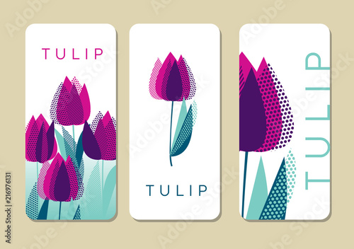 Purple tulip flowers vector...