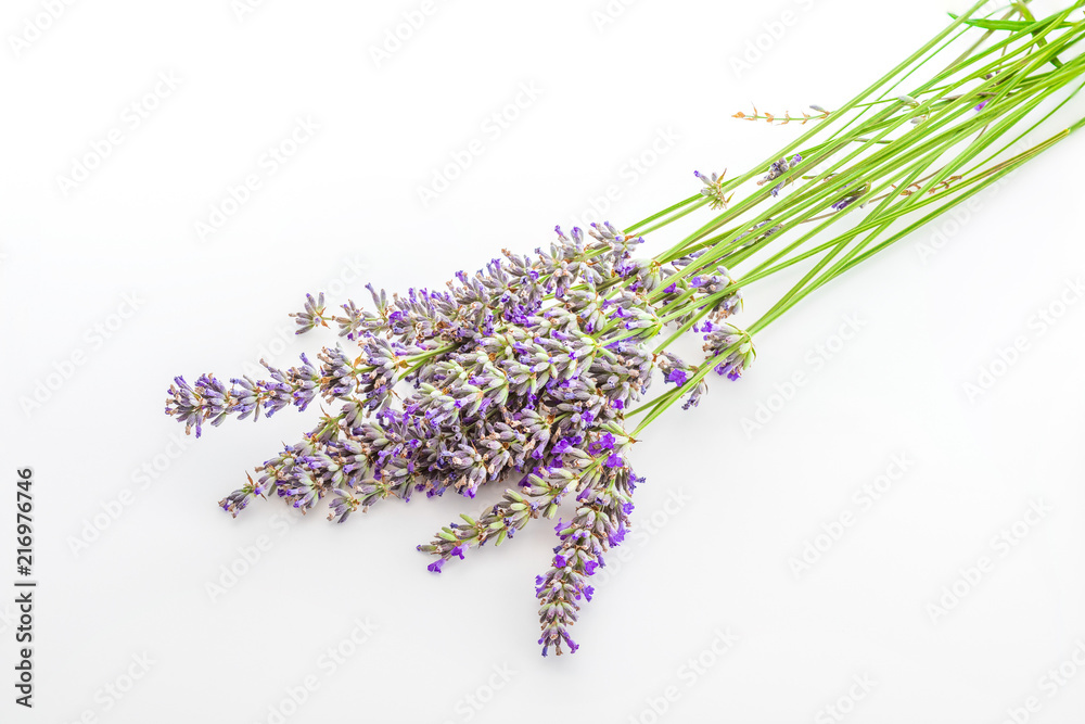 Bouquet of flowers and lavender seeds on white background, isolated. Bouquet of flowers and lavender seeds on white background, isolated.