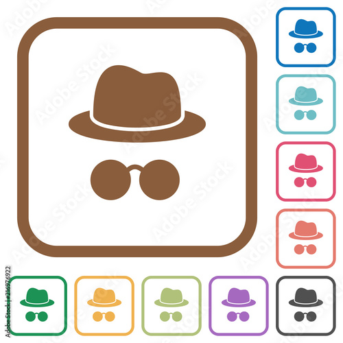 Incognito with glasses simple icons