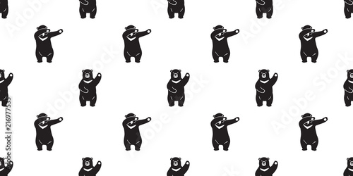 Bear seamless pattern vector polar Bear dab dance tile background repeat wallpaper scarf isolated illustration