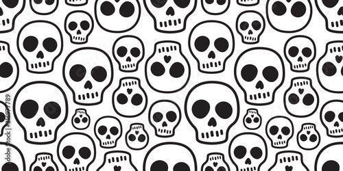 skull seamless pattern vector Halloween Crossbones bone Ghost poison tile background scarf isolated repeat wallpaper illustration
