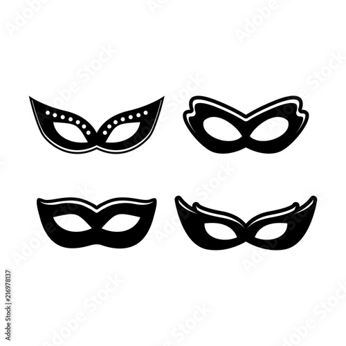 carnival mask silhouette icon, vector icon set