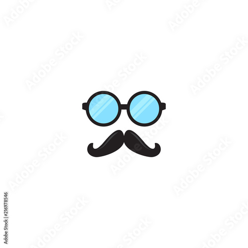 mustache and glasses icon, vector template