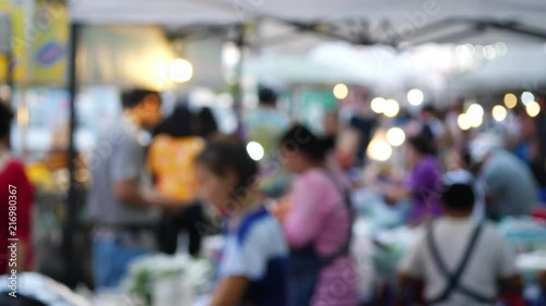 blur scene of street food festival market in town