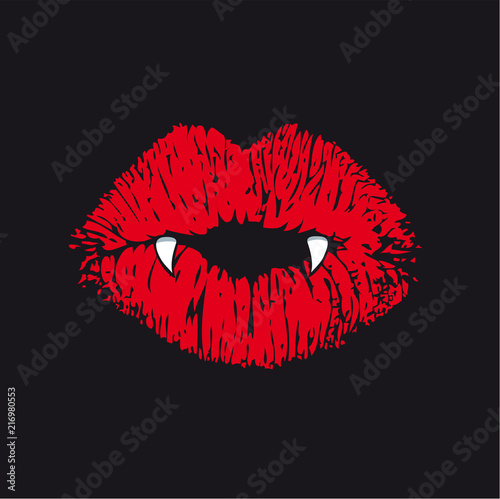 Vampire kiss on black background for Halloween