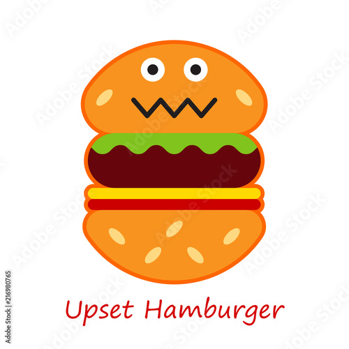 Banner Emotions Hamburger. Cute cartoon. Vector illustration.