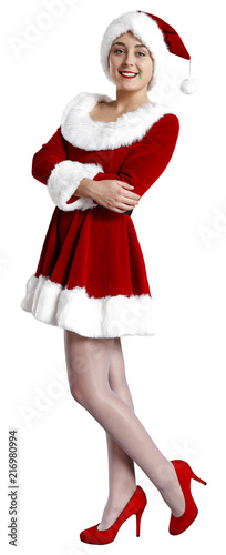 Santa Claus woman and white space 