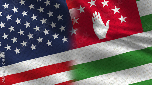 Canvas Print Usa and Abkhazia Realistic Half Flags Together