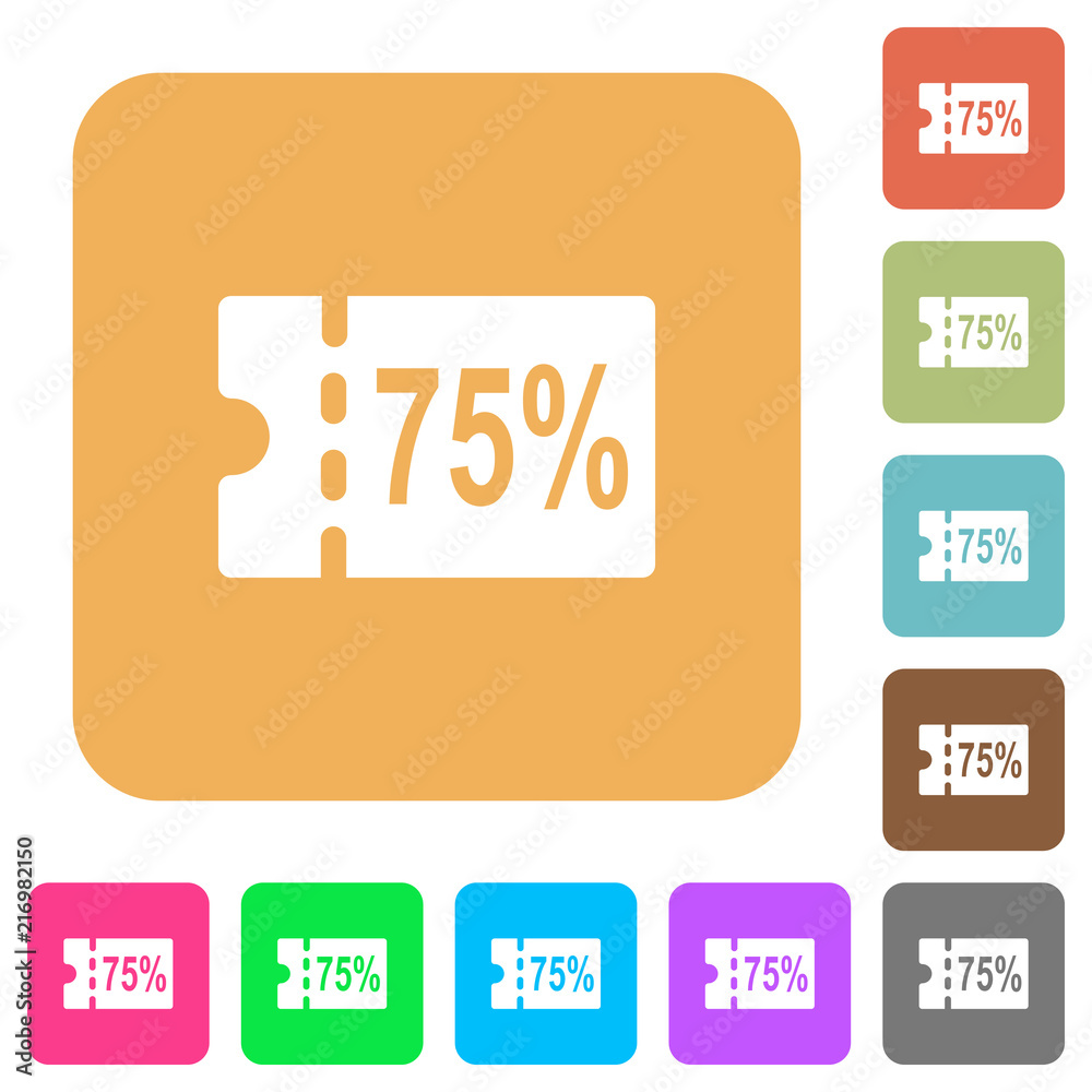 75 percent discount coupon rounded square flat icons 75 percent discount coupon rounded square flat icons