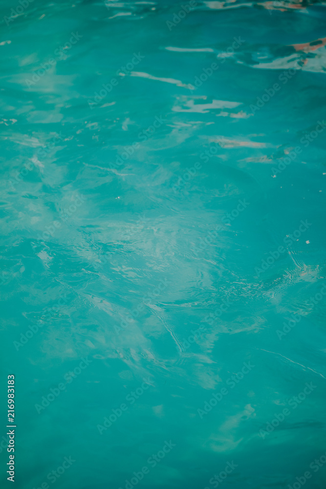 Clear water in the pool. Blue