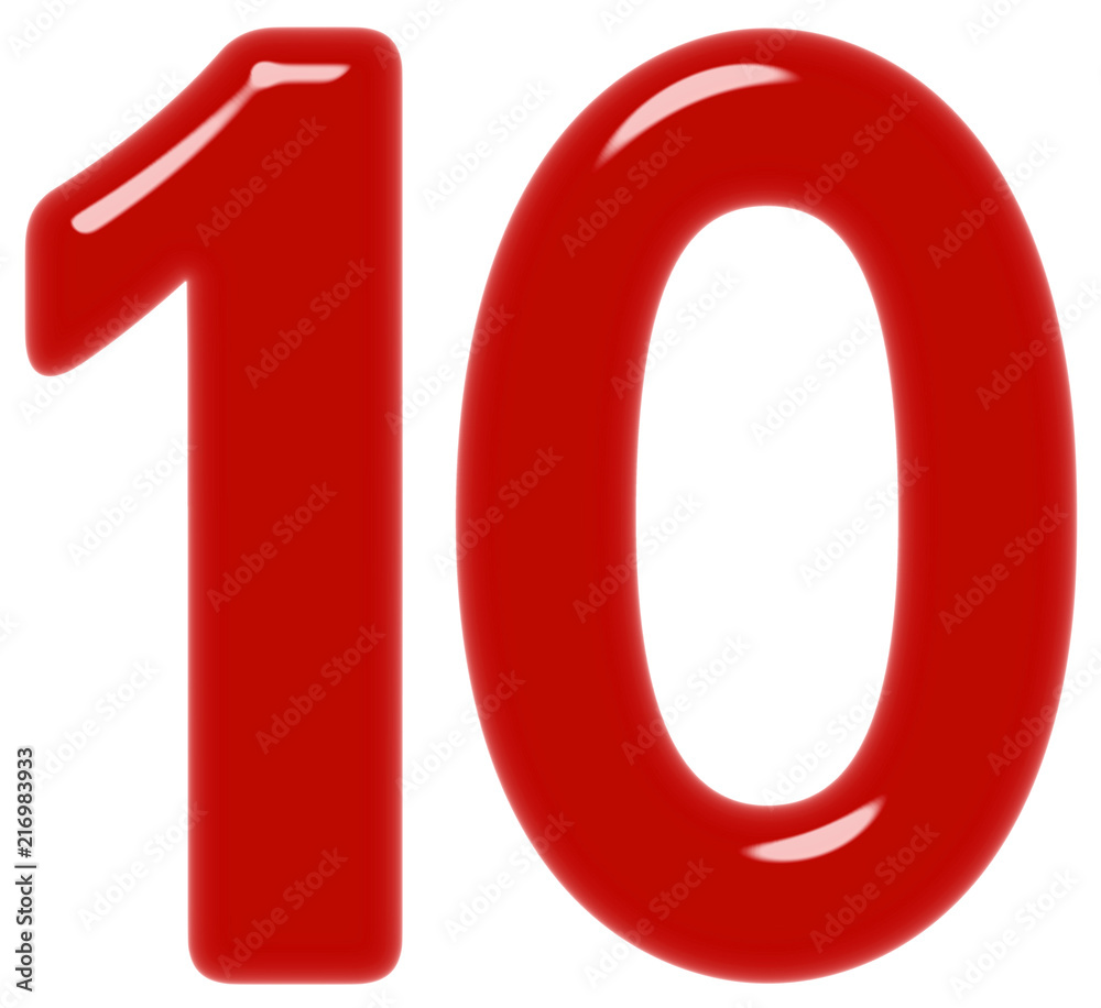 Numeral 10, ten, isolated on white background, 3d render Numeral 10, ten, isolated on white background, 3d render
