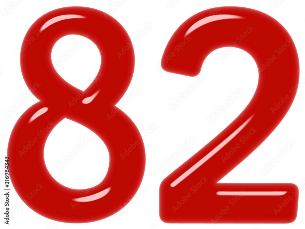 Numeral 82, eighty two, isolated on white background, 3d render Numeral 82, eighty two, isolated on white background, 3d render