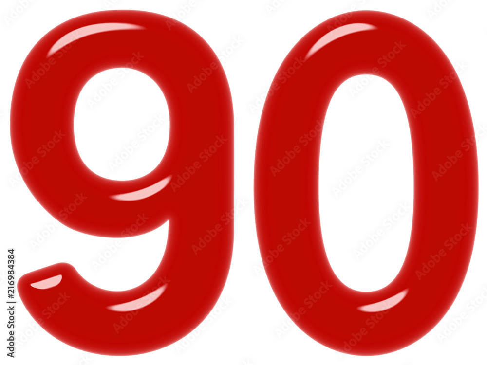 Numeral 90, ninety, isolated on white background, 3d render Numeral 90, ninety, isolated on white background, 3d render
