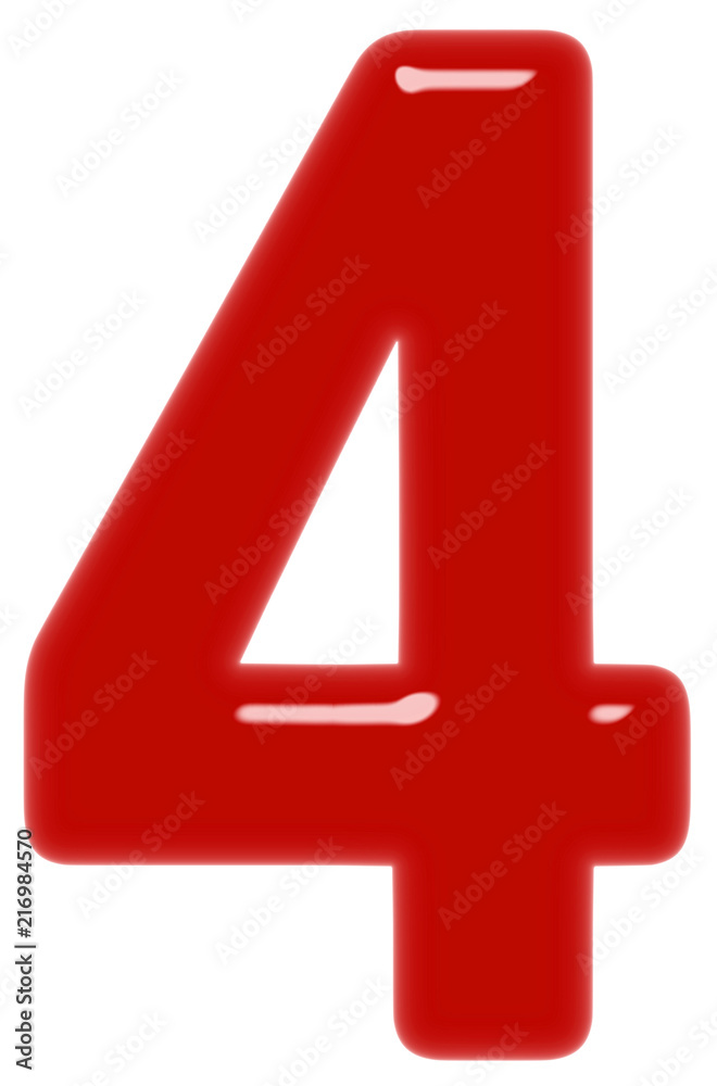 Numeral 4, four, isolated on white background, 3d render Numeral 4, four, isolated on white background, 3d render