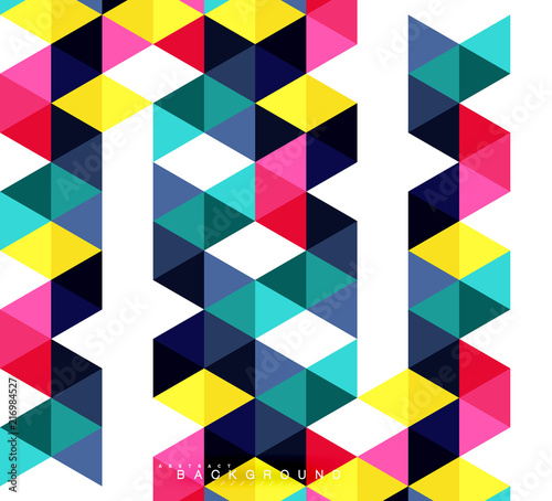 Multicolored triangles abstract background, mosaic tiles concept