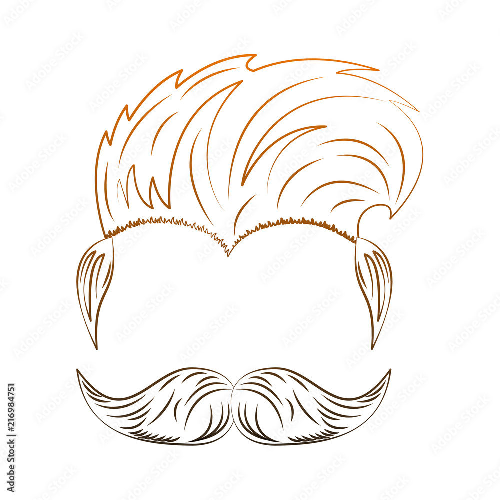 Male Hairtsyle and beard isolated vector illustration graphic design