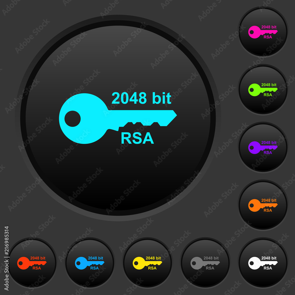 2048 bit rsa encryption dark push buttons with color icons Stock Vector |  Adobe Stock
