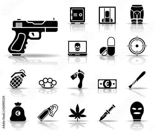 Kriminalität - Iconset (Schwarz)