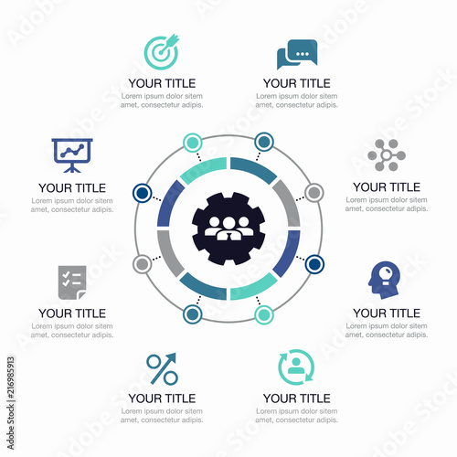 Simple infographic for teamwork business with icons and place for your content, isolated on light background.