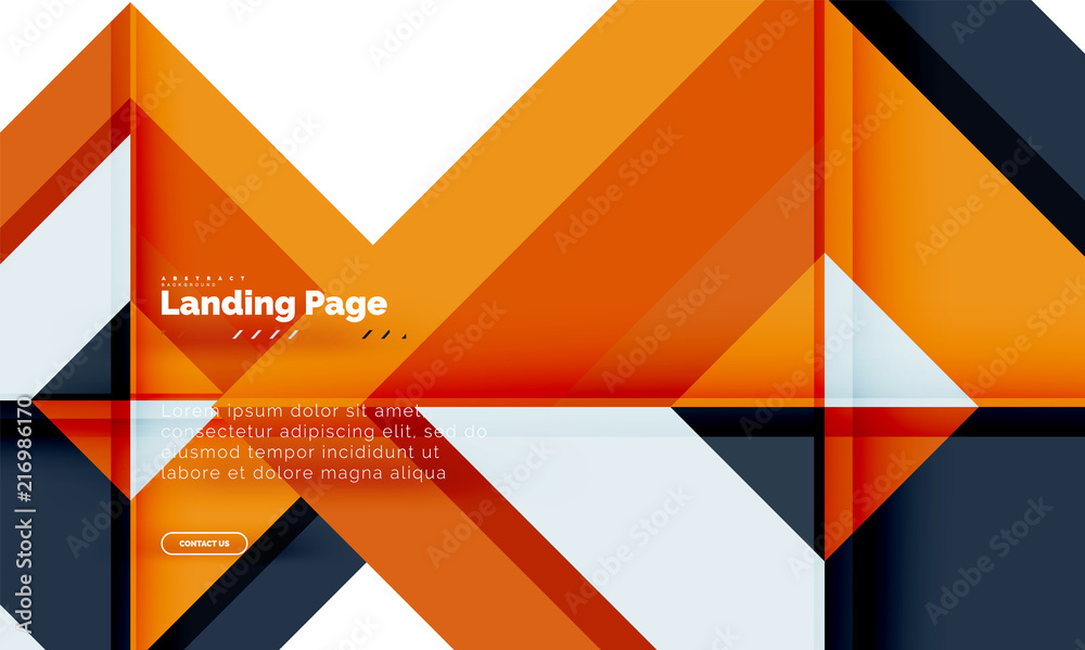 Square shape geometric abstract background, landing page web design template