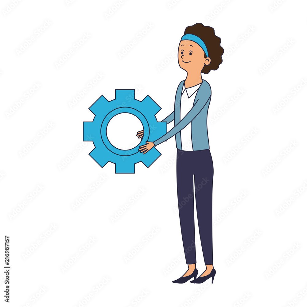 Woman with gear symbol vector illustration graphic design