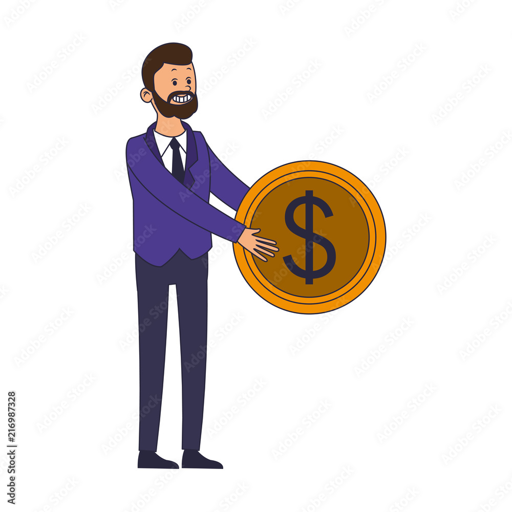 Businessman holding coin vector illustration graphic design Businessman holding coin vector illustration graphic design