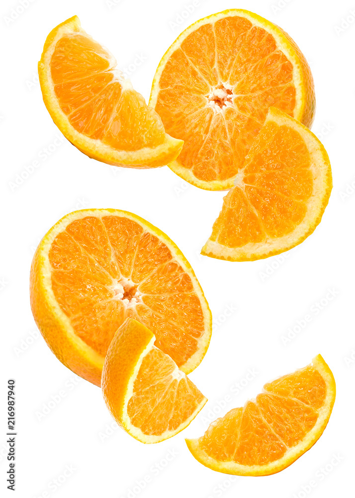 tangerines flying in the air isolated on white tangerines flying in the air isolated on white