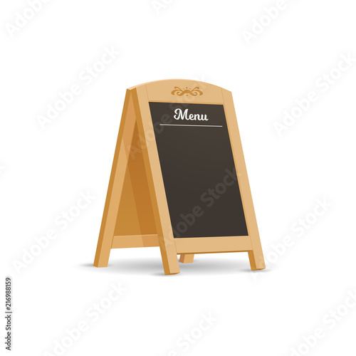 Street restaurant / bar sandwich board advertising blackboard isolated on white vector illustration