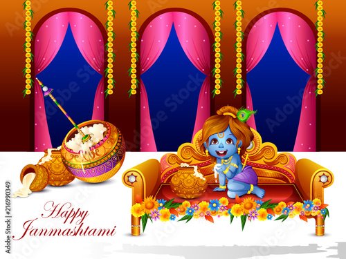 Lord Krishna stealing makhaan in Happy Janmashtami