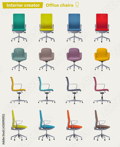 Set of office chairs. Cartoon vector illustration