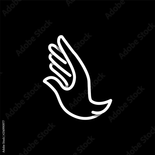 hand dove line art logo icon vector