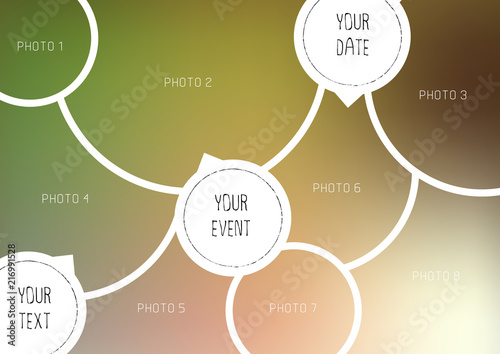 Template for photo collage in modern style. Frames for clipping masks is in the vector file. Template for a photo album with circle shapes frames