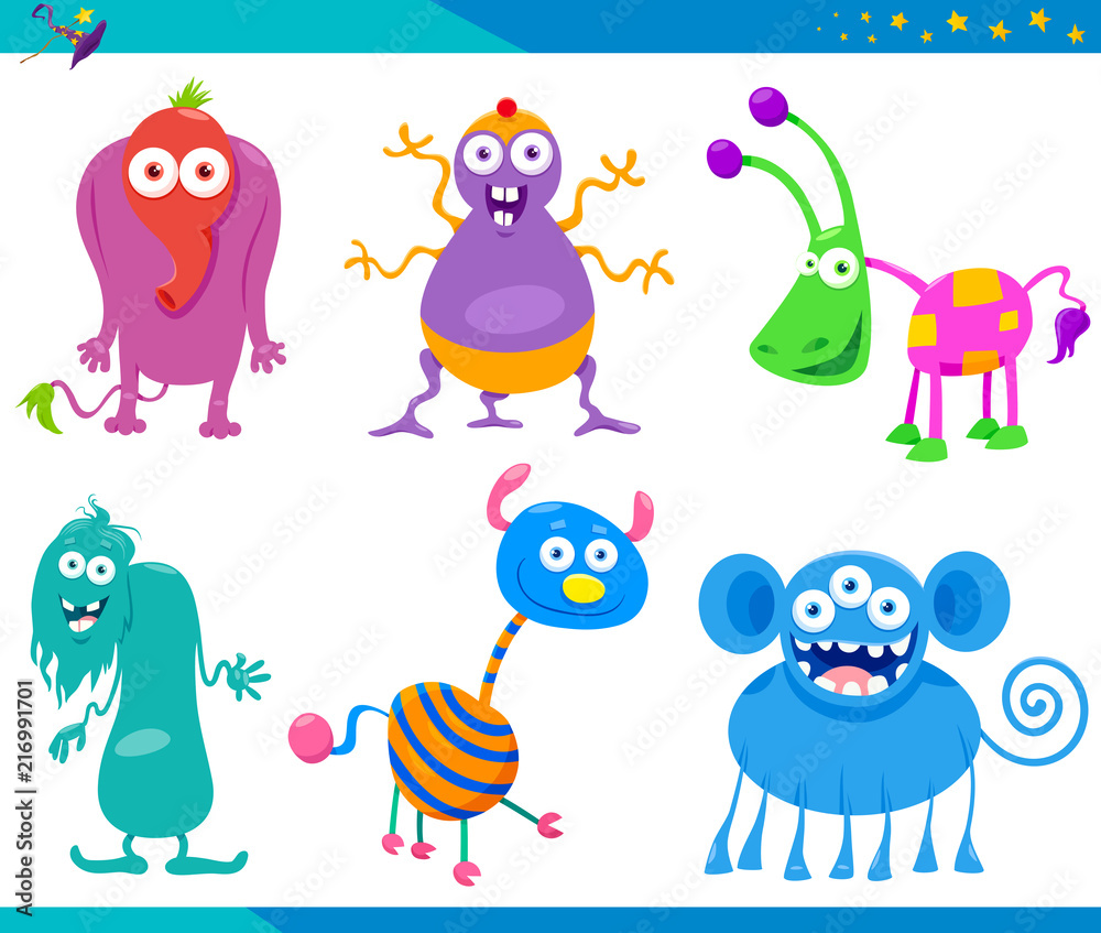 Fototapeta premium Cartoon Fantasy Monster Characters Collection