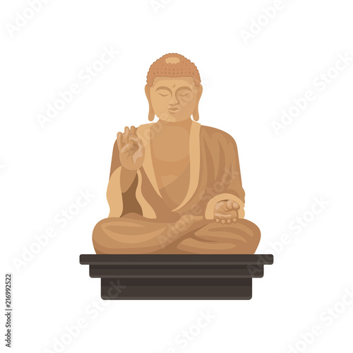 Statue of Big Buddha. Famous historical monument of Taiwan. Religious symbol. Flat vector for map, travel poster or banner