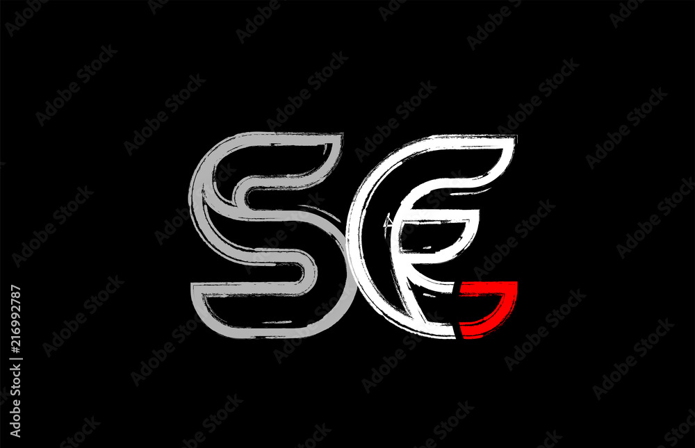 grunge white red black alphabet letter se s e logo design Stock Vector ...