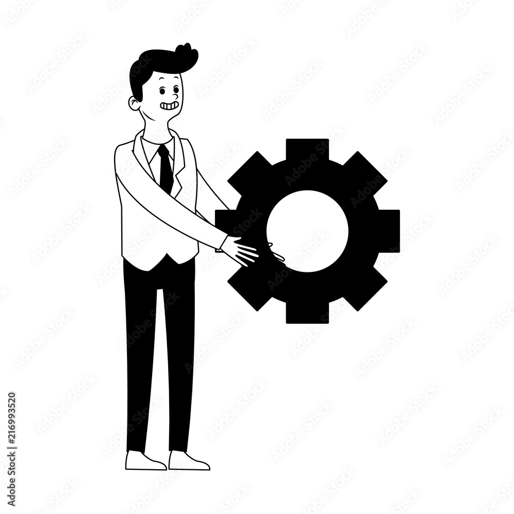 Businessman with gear symbol vector illustration graphic design Businessman with gear symbol vector illustration graphic design