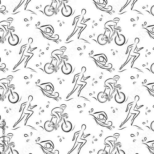 Triathlon hand drawn icon for designing sport event or marathon or competition or triathlon team or club materials, check list, invitation, poster, banner, logo, printing or website