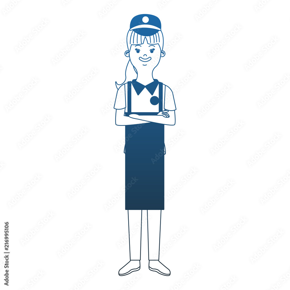 Woman waiter cartoon vector illustration graphic design
