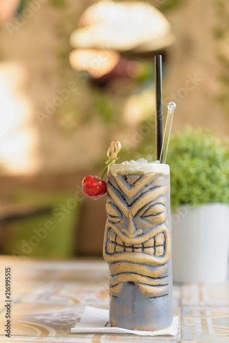 Fototapeta Naklejka Na Ścianę i Meble -  Colorful cocktail on top of the bar, summer coctails