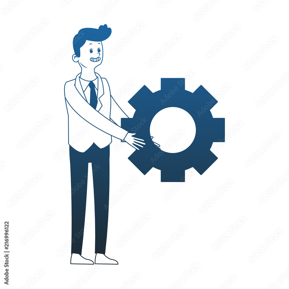 Businessman with gear symbol vector illustration graphic design