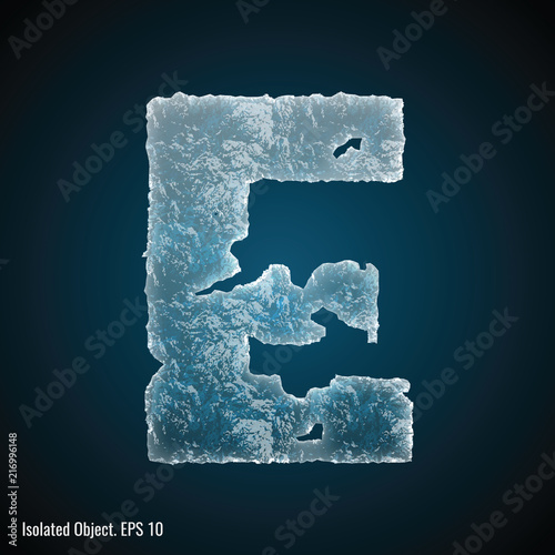 Ice Font / isolated ice shaped letter E vector illustration