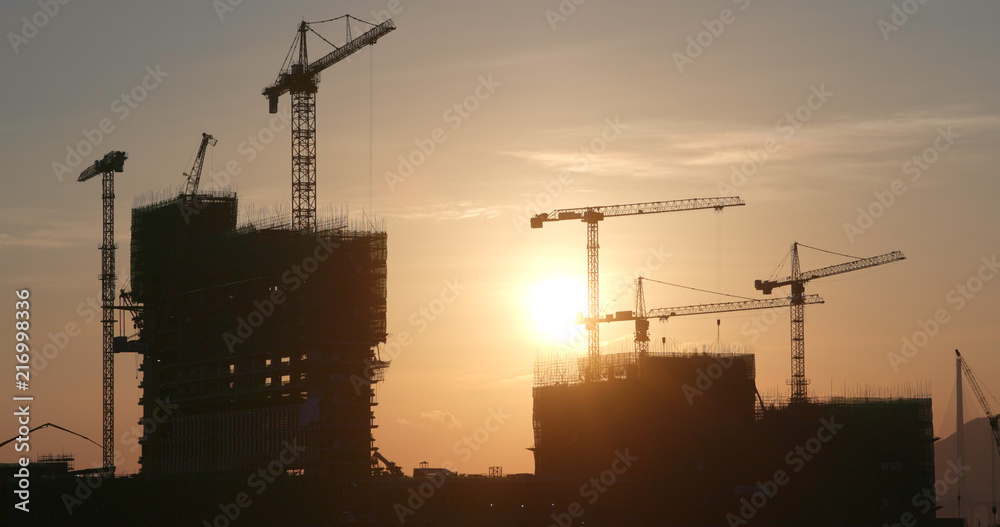 Sunset construction site