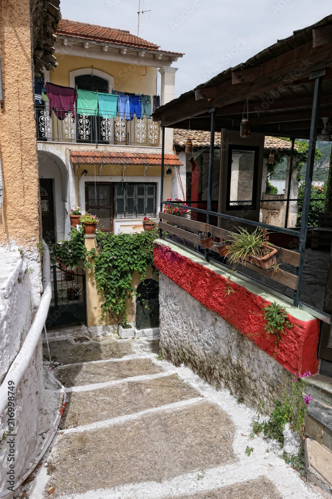 Fototapeta premium Cityscape of traditional mountain village Liapades at Corfu Island (Greece)
