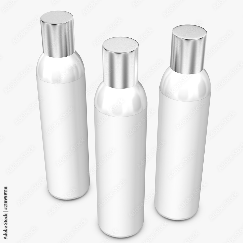 Realistic 3D bottle rendering mockup on white background Realistic 3D bottle rendering mockup on white background