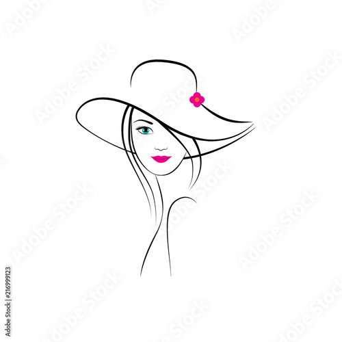 Vector illustration of beautiful women with hat on white background