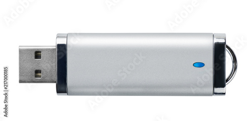 Side view of silver USB memory stick photo