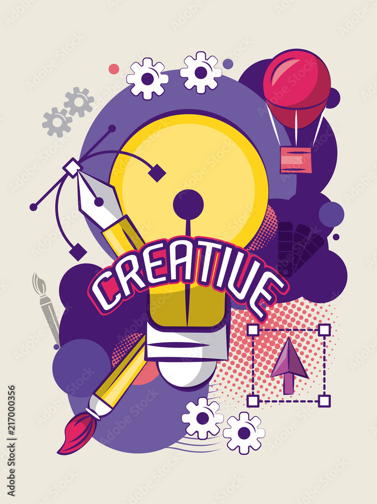 Be creative graphic design cartoons elements vector illustration graphic design
