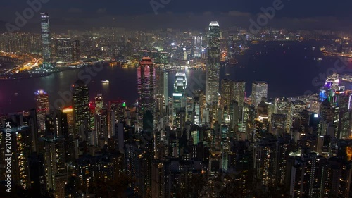 Wallpaper Mural Time-Lapse of Hong Kong at Night. pan up Torontodigital.ca