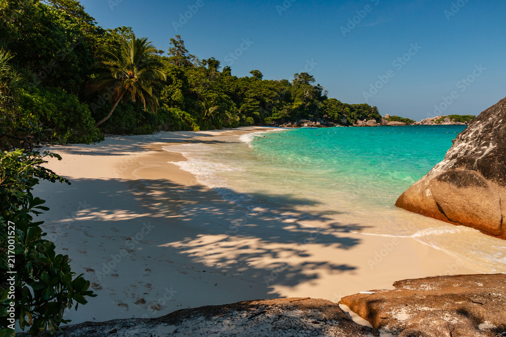 A deserted sandy beach on a beautiful remote tropical island (Similan Islands)