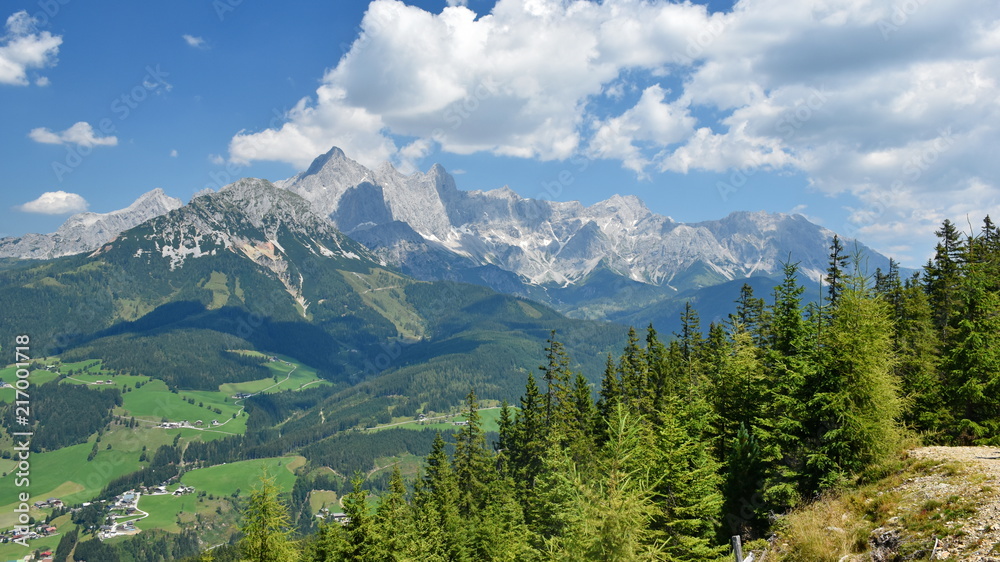 View on Dachstein Mountain, Filmoos region, Salzkammergut, 